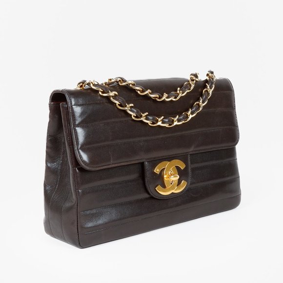 *SOLD* Chanel Vintage CC Horizontal Quilt Brown Jumbo Flap Bag - Picture 5 of 15